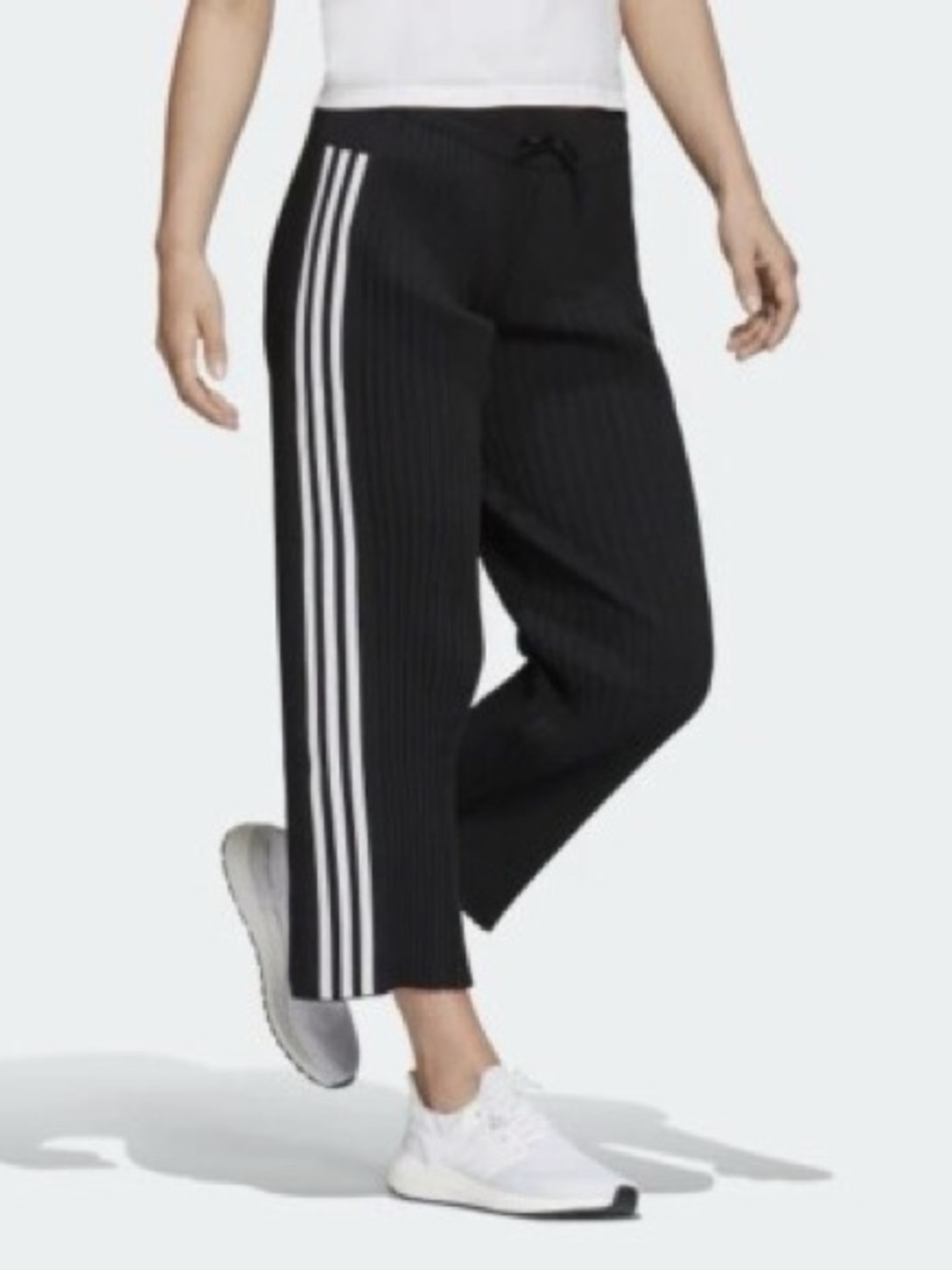 adidas Black PrimaKnit Pleated Front Capri Pants